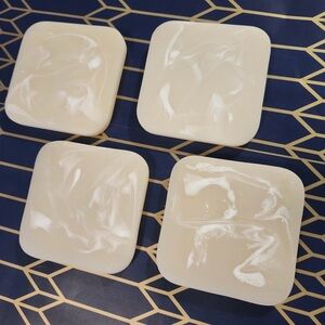 Ririku Beige 4 Piece White Marbled Resin Coaster Set
